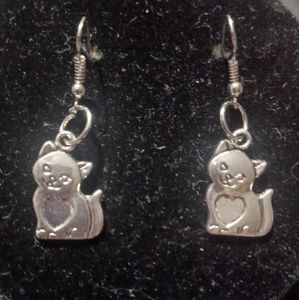 💐Handcrafted Cat Earrings Sterling Silver.💐